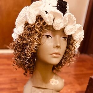Stylish Crochet Hat with Black Accents